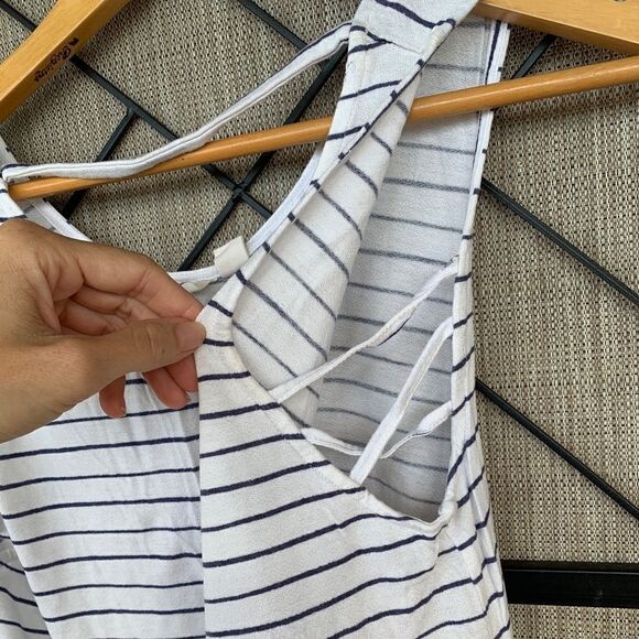 Roxy White Blue Striped Open Sides Small - Picture 3 of 3